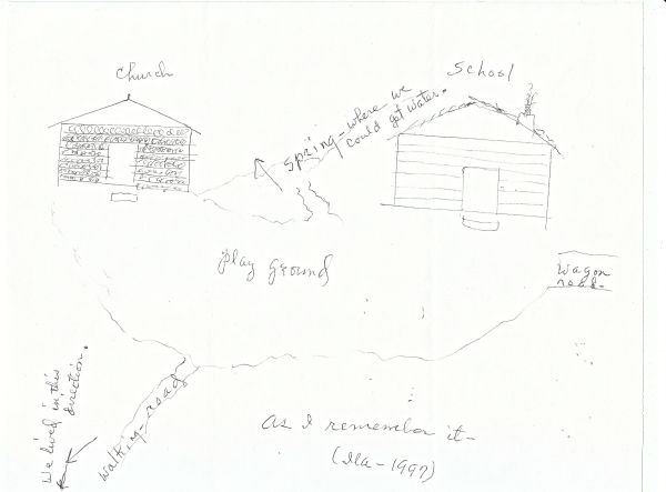 Ilas drawing of church and cabin FIX